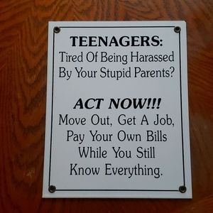 2/$15 Parents Enamel Tin Sign - Teenagers